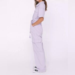 Petite Twill Belted Cargo Jumpsuit